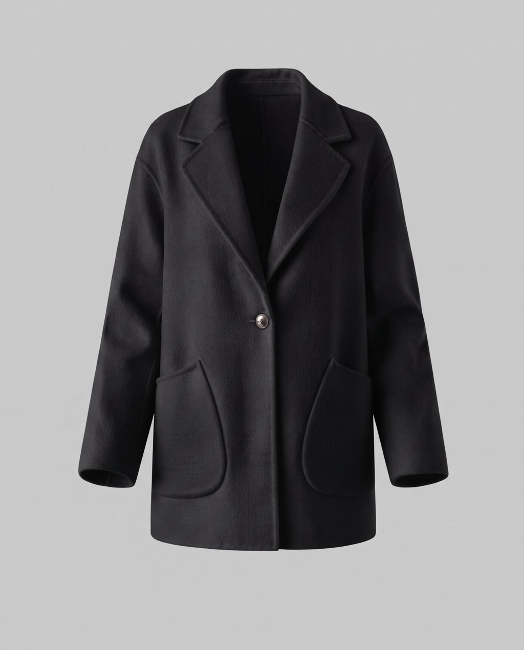 Women's stylish short coat made of wool blend with large patch pockets and modern lapel Fashion Glam