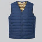 Men's lightweight padded vest with thermal lining, V-neck and snap button closure