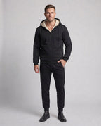 Herren Zweiteiliges Teddygefüttertes Freizeit-Trainingsset mit Kapuzenzipjacke & tapered Jogginghose Fashion Glam