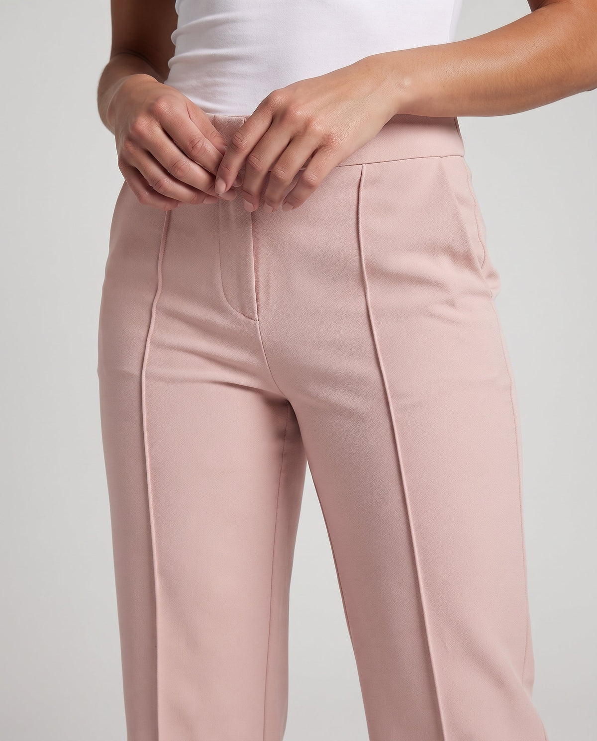 Women High-Waisted Palazzo Pants with Creases and Side Pockets Fashion Glam