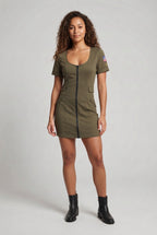 Women Camouflage Dress with Zipper Fashion Glam