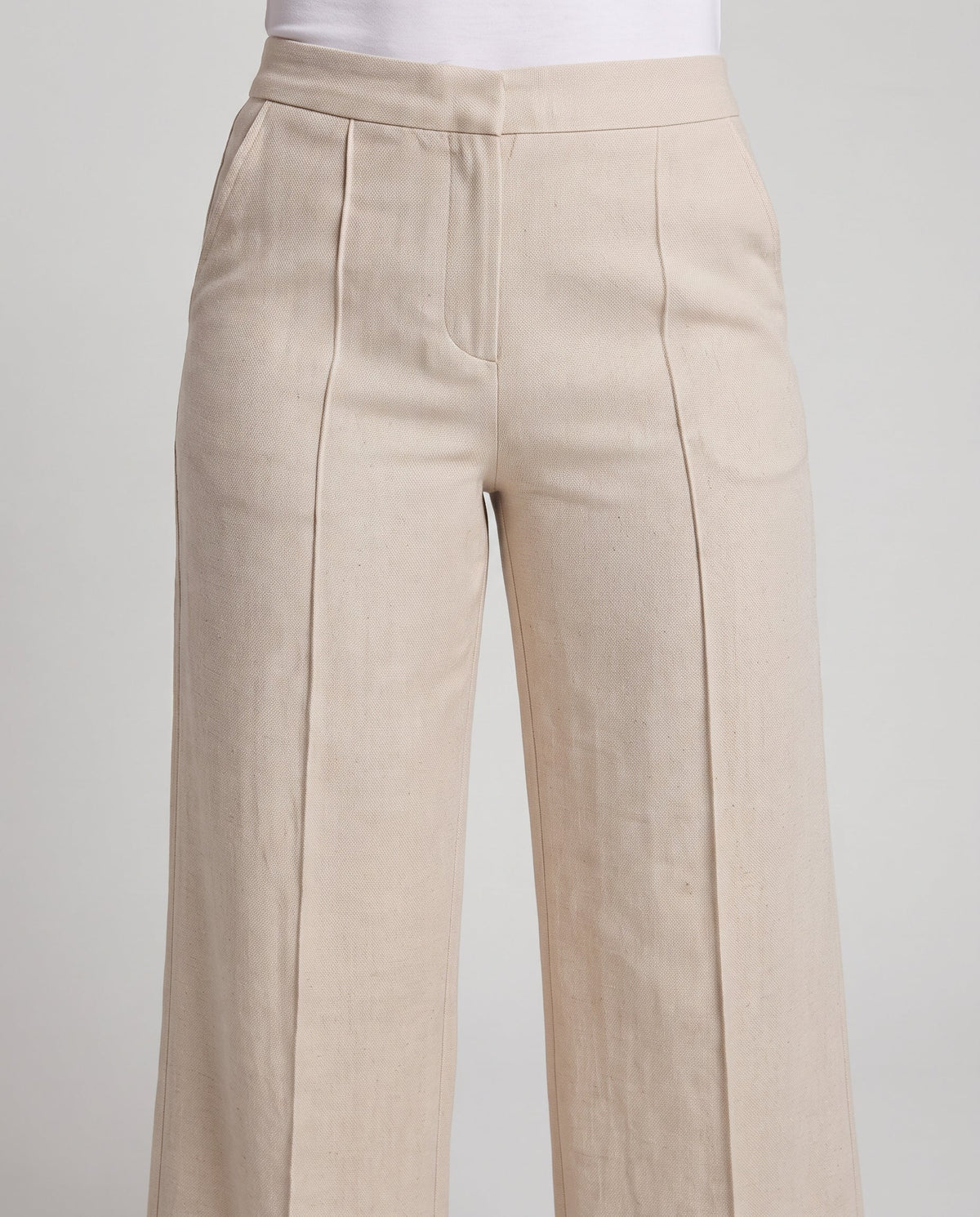 Women Linen Look Wide Palazzo Pants with High Waist and Crease Fashion Glam