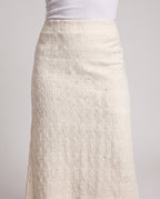 Ladies maxi skirt made of fine openwork knit with fringe trim Fashion Glam