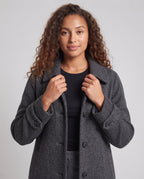 Women’s long Boucle coat with straight cut and shirt collar Fashion Glam