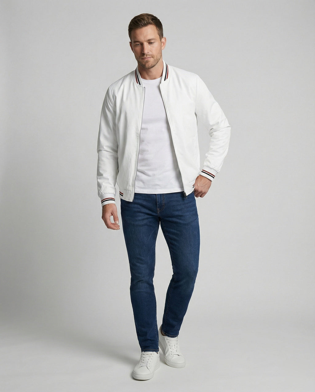 Men's Casual Transitional Jacket with Water-Repellent Surface & Stand Collar Fashion Glam