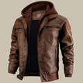 Fashion Glam | Premium high-quality leather jacket with hood for men