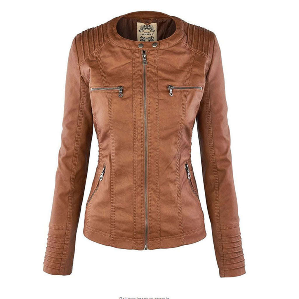Fashion Glam | Women's Leather Jacket with Hood