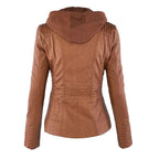Fashion Glam | Women's Leather Jacket with Hood