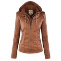 Fashion Glam | Women's Leather Jacket with Hood