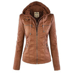 Fashion Glam | Women's Leather Jacket with Hood