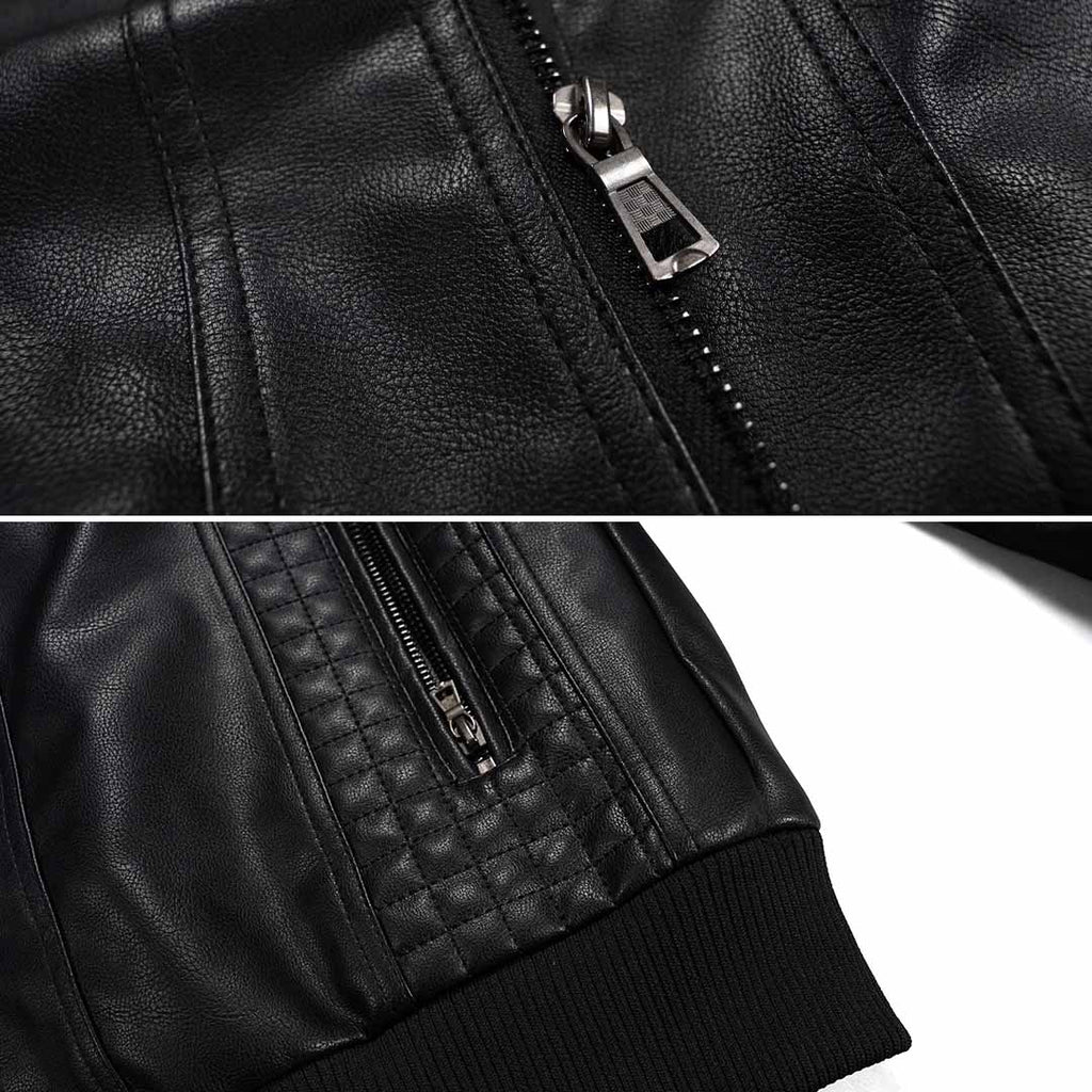 Fashion Glam | Premium high-quality leather jacket with hood for men