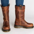 Leather boots - Brown, lined winter shoes for women Fashion Glam