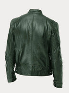 Fashion Glam | Slim Fit Leather Motorcycle Jacket with Zipper for Men