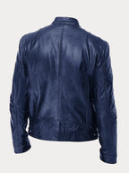 Fashion Glam | Slim Fit Leather Motorcycle Jacket with Zipper for Men