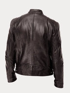 Fashion Glam | Slim Fit Leather Motorcycle Jacket with Zipper for Men