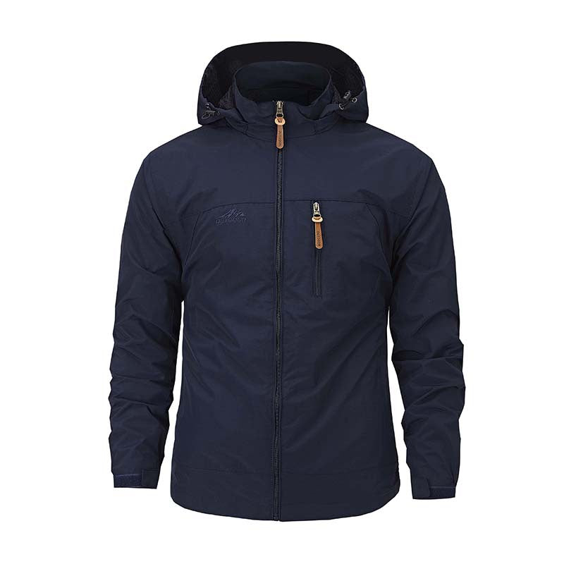 Men's Multifunctional Softshell Outdoor Jacket with Hood, Chest Zipper, and Breathable Lining Fashion Glam