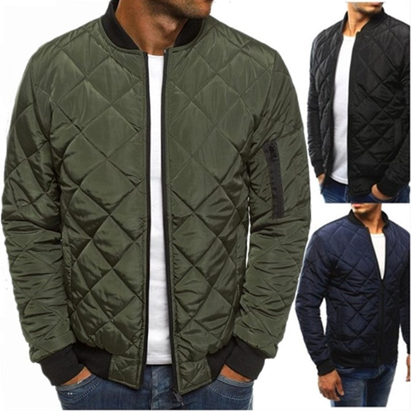 Men's padded jacket with high collar and practical zip pockets Fashion Glam