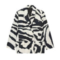 Women's Oversize Blazer with Zebra Print, One Button Closure and Flap Pockets Fashion Glam