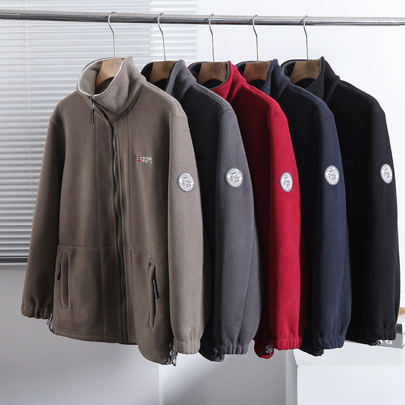 Men's microfleece quilted jacket with stand-up collar, elastic cuffs and concealed side pockets Fashion Glam