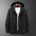 Men's Lightweight Outdoor Field Jacket with Hood, four patch pockets and concealed zipper Fashion Glam