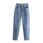 Women's High-Waisted Denim Jeans with Tapered Leg Fashion Glam