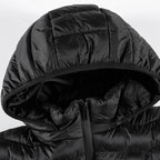 Men's ultralight quilted down jacket with hood, wind-resistant outer shell and packing function Fashion Glam