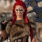 Ladies' shoulder stole made of faux fur in a rustic fur look with leather strap Fashion Glam
