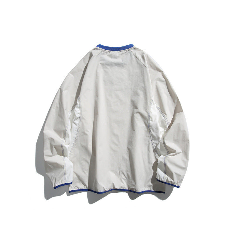 Unisex Lightweight technical oversized sweater with round neckline, zippered pockets, and contrasting finishes Fashion Glam