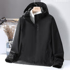 Men's lightweight water-repellent hooded shell jacket with windproof membrane and concealed zipper Fashion Glam