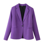 Women's Single-breasted Tailored Blazer with Narrow Lapels and Piped Pockets Fashion Glam