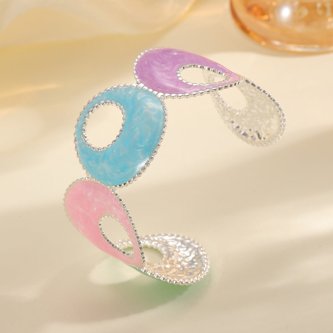 Women Open Bangle with artistic, multicolored design Fashion Glam