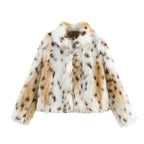 Women short cut boxy faux fur coat with shawl collar Fashion Glam