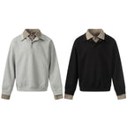 Men's sweatshirt with integrated shirt collar and layering look Fashion Glam