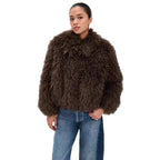 Women's short shaggy faux fur blazer with dense high pile Fashion Glam