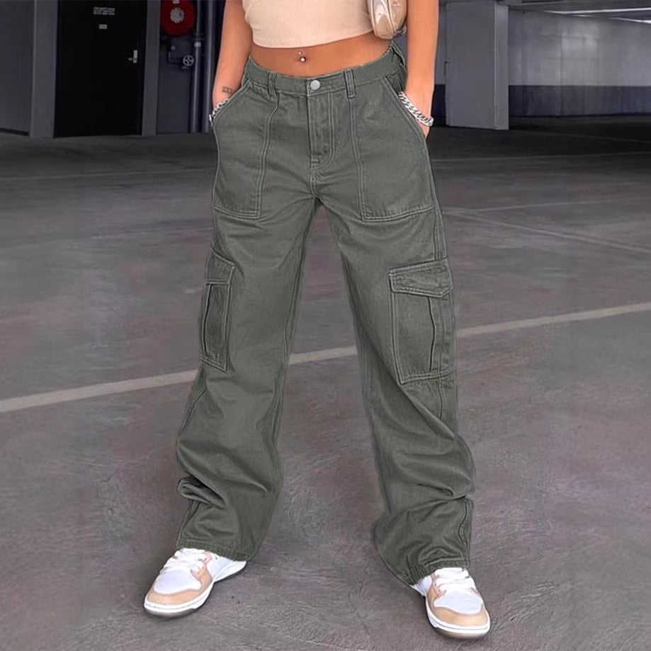 Women’s cargo pants with wide leg, high waist and utility pockets Fashion Glam