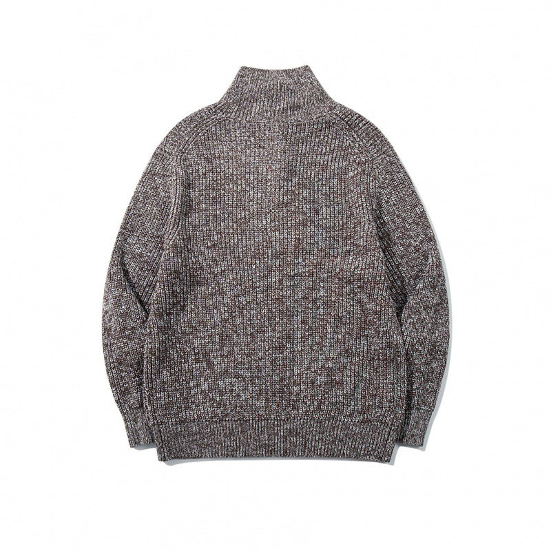 Unisex Thick Knitted Halfzip Sweater with Stand-Up Collar and Distinctive Ribbed Structure Fashion Glam