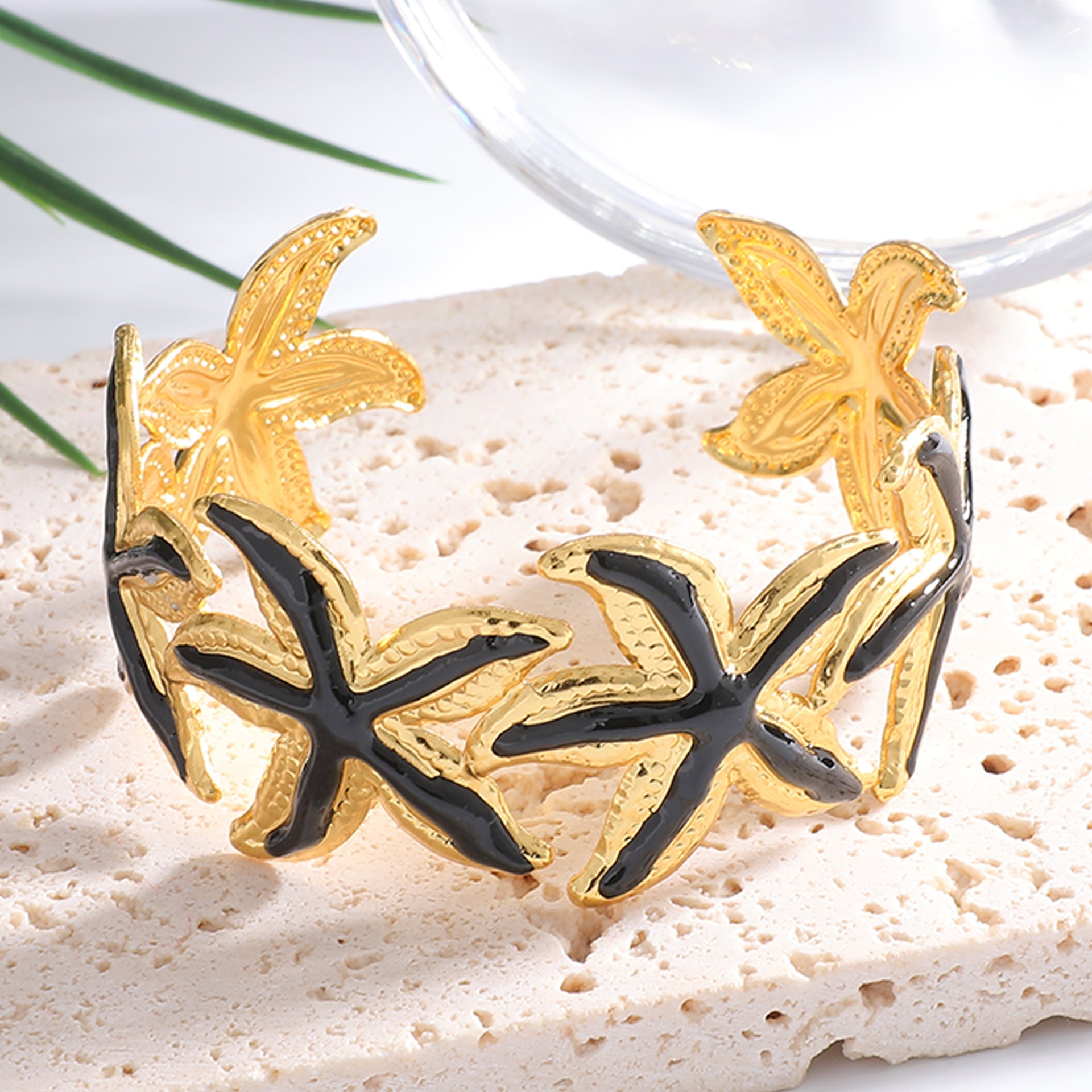 Ladies Open Cuff Bracelet with Expressive Star Motif Fashion Glam