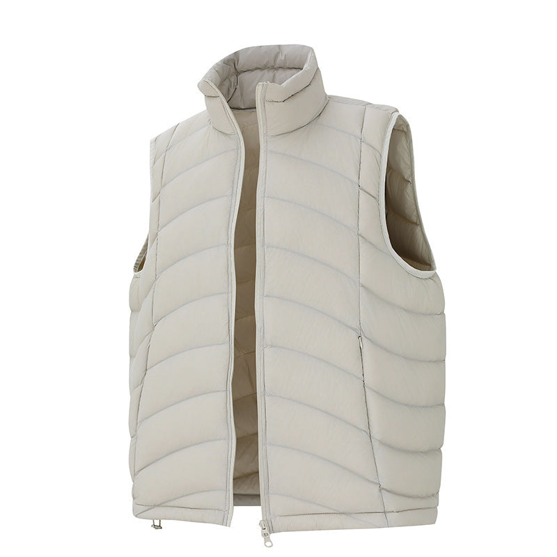 Unisex ultralight down look quilted vest with two-way zipper and stand-up collar Fashion Glam