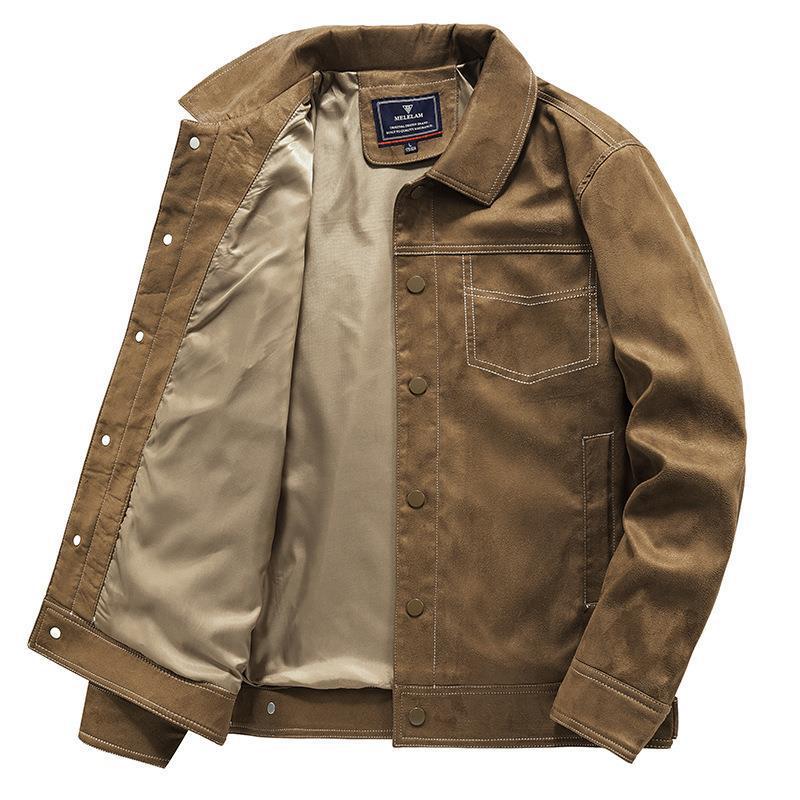 Men's Suede Look Trucker Jacket with Snap Closure Fashion Glam