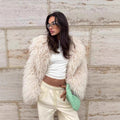 Ladies short jacket made of luxurious long-pile faux fur with voluminous pile Fashion Glam