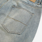 Men's Wide Cropped Baggy Jeans with High Waist and Vintage Wash Fashion Glam