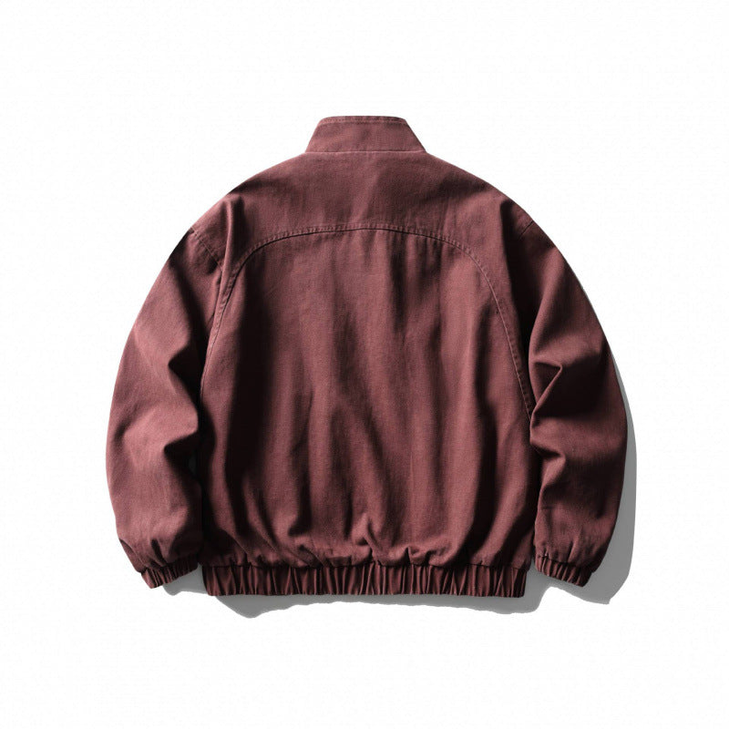 Unisex Boxy Zip Blouson Jacket made of Canvas with Stand-Up Collar, Asymmetrical Zipper Pockets and Elastic Hem Fashion Glam