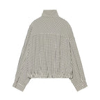 Women's short-cut boxy blouse in Vichy check with stand-up collar and elastic hem Fashion Glam