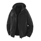 Men's Urban Softshell Outdoor Jacket with Hood, Concealed Zipper and Multiple Pockets Fashion Glam