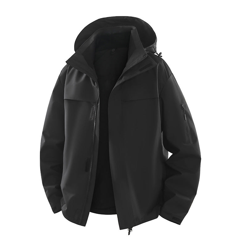 Men's Urban Softshell Outdoor Jacket with Hood, Concealed Zipper and Multiple Pockets Fashion Glam