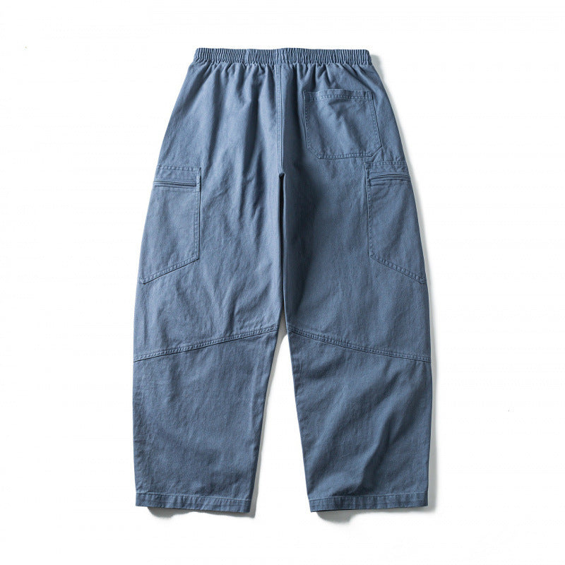 Unisex Wide-Cut Cargo Pants with Elastic Waistband, Drawstring and Utility Pockets Fashion Glam