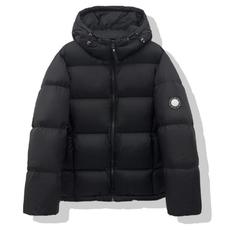 Women's Short Puffer Jacket with XXL Hood and Square Quilting Fashion Glam