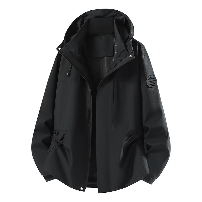 Men's Technical Softshell Hooded Jacket with concealed front zipper and multifunction pockets Fashion Glam