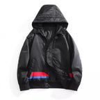 Men's hooded bomber jacket in an urban retro look with contrast stripes, wind-resistant exterior, and ribbed cuffs Fashion Glam