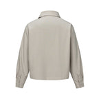 Unisex Short Cut Boxy Shirt Jacket with Chest Pocket and Clear Button Placket Fashion Glam